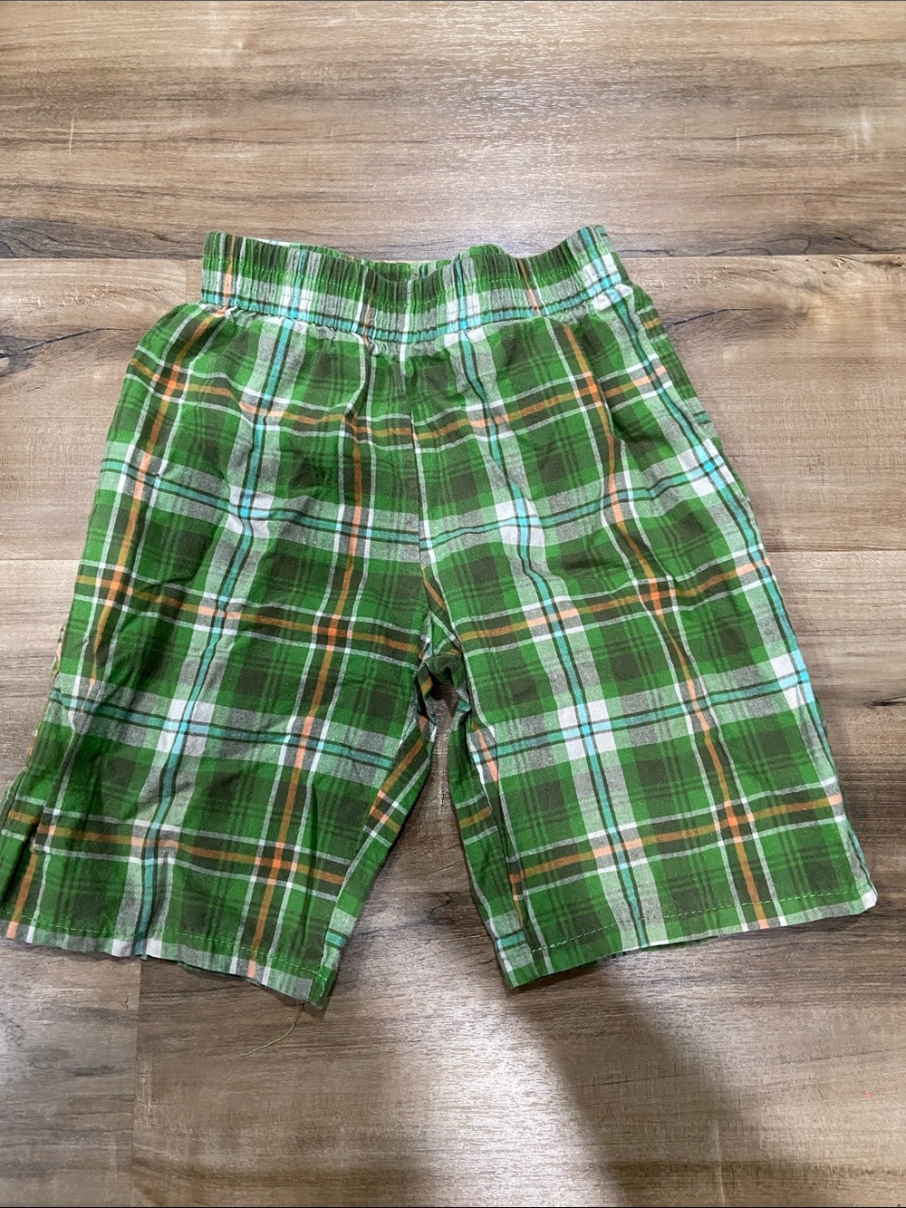 Green Plaid Kids Shorts 100% cotton
